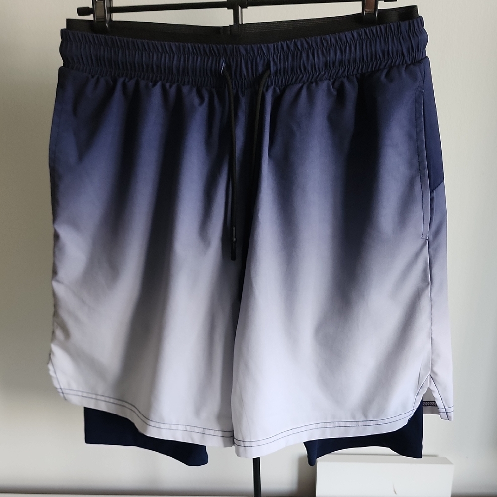 Gradient Blue and White Men's Shorts